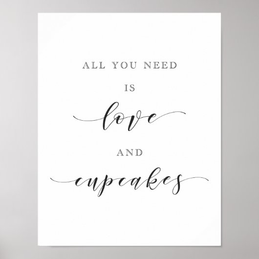 Trouw Dessert Tafel Bord 'Liefde en Cupcakes' Poster (Voorkant)