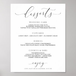 Trouw Desserts Menu Bord Elegante Luxe Schrift Poster