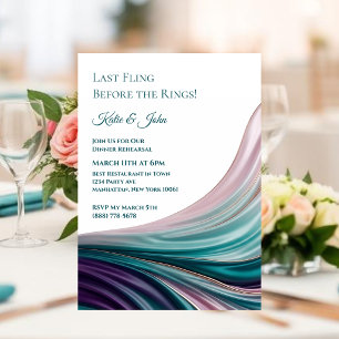 Trouw-Diner Oefening-Modern Teal & Blush Zijde Kaart