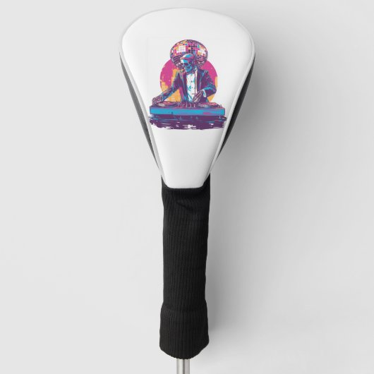 Trouw-DJ-schedel � Grappig formeel feestskelet Golfheadcover (Voorkant)
