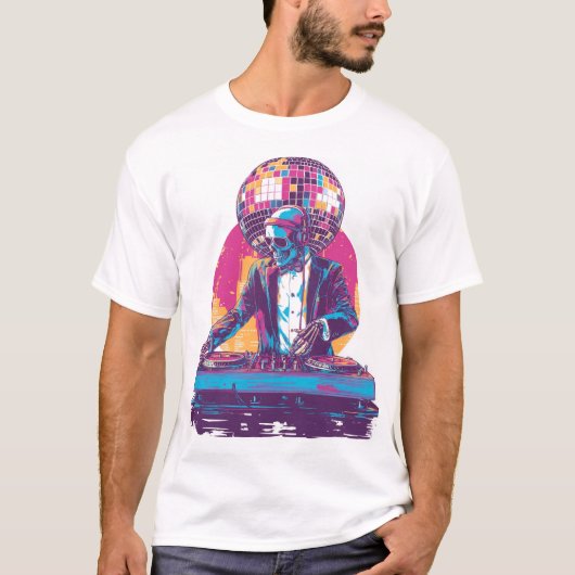 Trouw-DJ-schedel � Grappig formeel feestskelet T-shirt (Voorkant)