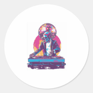 Trouw-DJ-schedel � Grappige formele feestskelet Ronde Sticker