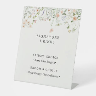 Trouw Dranken met Wilde Bloemen Signature Drinks Reclamebord Met Voetstuk