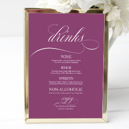 Trouw Drankenbar Menu Bord Chic Roze Cassis Poster