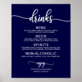 Trouw Drankenbar Menu Witte Kalligrafie Poster (Voorkant)