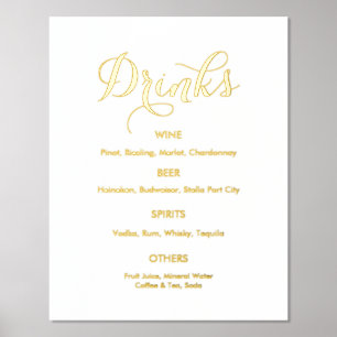 Trouw Drankenbarmenu Goud Wit Folie Afdrukken