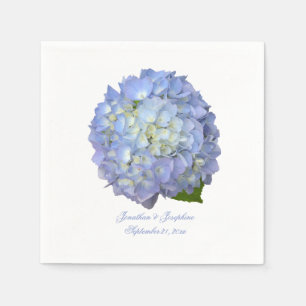 Trouw echt blauwe hortensia bloem papier servet