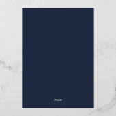 Trouw Eenvoudig Middenblauw Marineblauw Hoogachten Folie Uitnodiging (Achterkant)