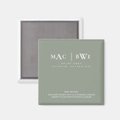 Trouw Eenvoudig Monogram Save Date Sage Magneet (Voorkant / Achterkant)
