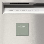 Trouw Eenvoudig Monogram Save Date Sage Magneet (Insitu (Vaatwasser))
