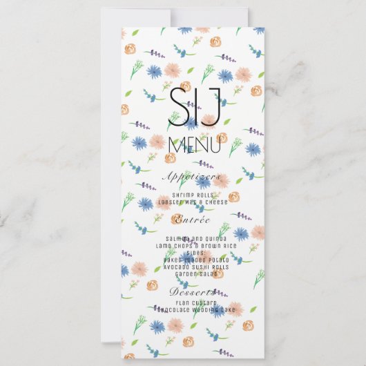 Trouw Eenvoudige Botanische Aquarel Diner Menu (Voorkant)