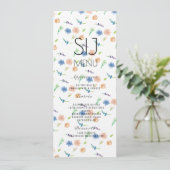 Trouw Eenvoudige Botanische Aquarel Diner Menu (Staand voorkant)
