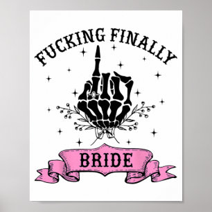 Trouw Eindelijk Bruid Skelet Hand Halloween Ongehu Poster