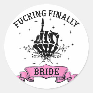 Trouw Eindelijk Bruid Skelet Hand Halloween Ongehu Ronde Sticker
