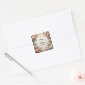 Trouw Elegant Bloem Kader Ontwerp Vierkante Sticker (Envelop)