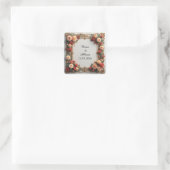 Trouw Elegant Bloem Kader Ontwerp Vierkante Sticker (Tas)