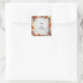 Trouw Elegant Bloem Kader Ontwerp Vierkante Sticker (Tas)