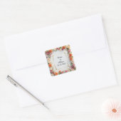 Trouw Elegant Bloem Kader Ontwerp Vierkante Sticker (Envelop)