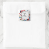 Trouw Elegant Bloem Kader Ontwerp Vierkante Sticker (Tas)