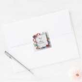 Trouw Elegant Bloem Kader Ontwerp Vierkante Sticker (Envelop)