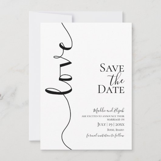 Trouw, Elegant, Eenvoudig, Typografie, Script, Save The Date (Voorkant)