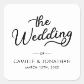 Trouw Elegant Minimaal Vierkante Sticker (Voorkant)