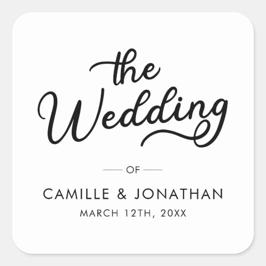 Trouw Elegant Minimaal Vierkante Sticker (Voorkant)