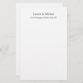 Trouw Elegant Minimalistisch Klassiek Zwart Wit Briefpapier (Voorkant / Achterkant)