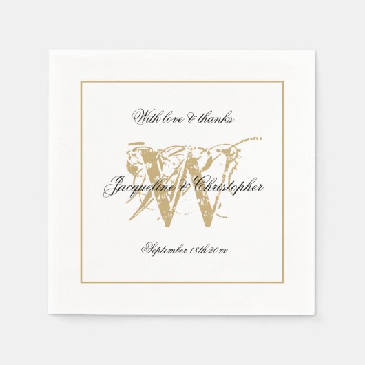 Trouw Elegant Monogram Klassiek Vintage Chic Servet (Voorkant)