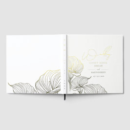 Trouw Elegant Roze Goud Botanische Folie Gastboek Gastenboek