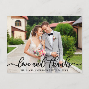 Trouw Elegant Script Liefde en Dank Foto Briefkaart