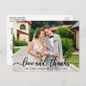 Trouw Elegant Script Liefde en Dank Foto Briefkaart (Voorkant / Achterkant)