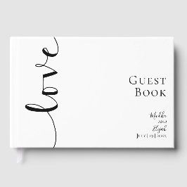 Trouw, Elegant, Zwart & Wit Eenvoudig, Script, Gastenboek