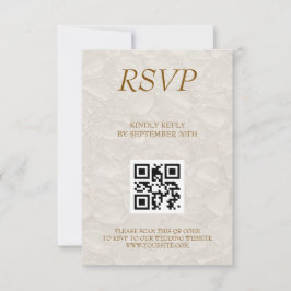 Trouw Elegante Bloemenge Beige QR RSVP Kaartje