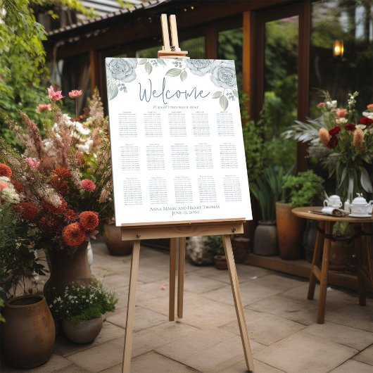 Trouw Elegante Bloemige Blauwe Waterverfrozen Poster