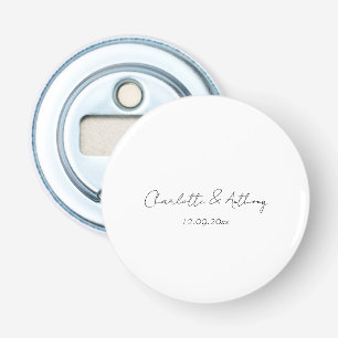 Trouw Elegante Calligrafie Creatief Zwart Wit Button Flesopener