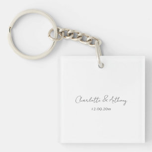 Trouw Elegante Calligrafie Creatief Zwart Wit Sleutelhanger