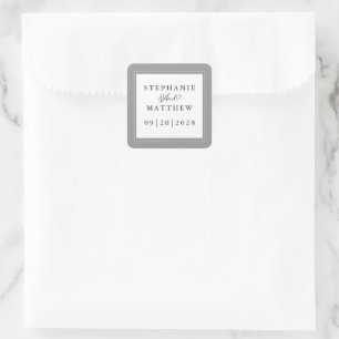 Trouw Elegante Calligrafie Lettertype Chic Grijs W Vierkante Sticker