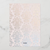 Trouw Elegante Damast Zilver Crème Bewaar De Datum Folie Uitnodiging (Achterkant)