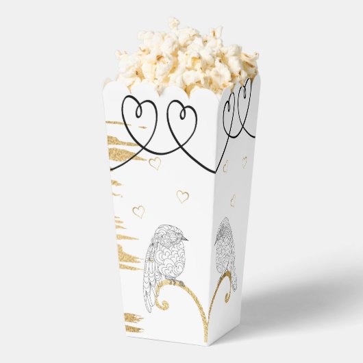 Trouw Elegante Gouden Liefdesvogels Bedankdoosjes (Popped)