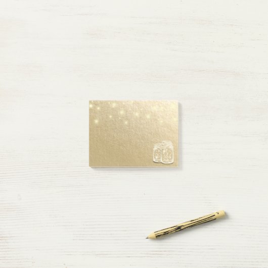 Trouw Elegante Metselwerkpot String Lichtjes Goude Post-it® Notes (Op bureau)