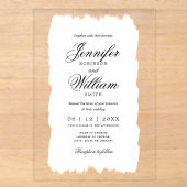 Trouw Elegante Romantische Script Wit Geschilderd Acryl Uitnodigingen (Voorkant)