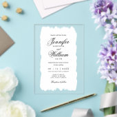 Trouw Elegante Romantische Script Wit Geschilderd Acryl Uitnodigingen (Insitu (Huwelijk))