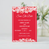 Trouw Elegante Rood Witte Bloemen Save The Date (Staand voorkant)