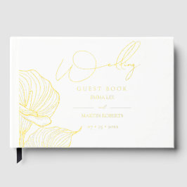 Trouw Elegante Roze Gouden Botanische Folie Guestb Gastenboek
