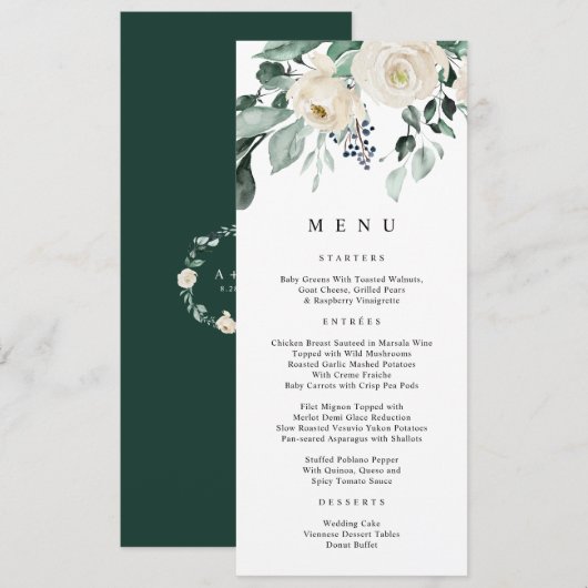 Trouw Elegantie in Smaragdgroen Menu (Voorkant / Achterkant)