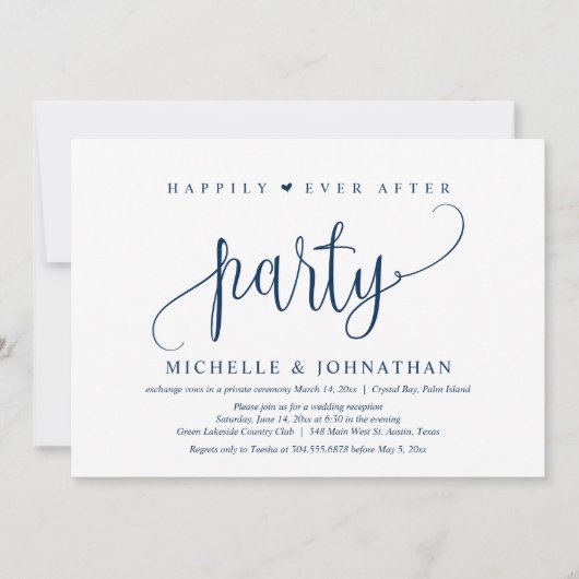 Trouw Elopement, Happily Ever After Feest Uitnodig Kaart (Voorkant)