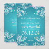 Trouw Elopement Vintage Spiraal 2 Turkoois Aankondiging (Voorkant / Achterkant)