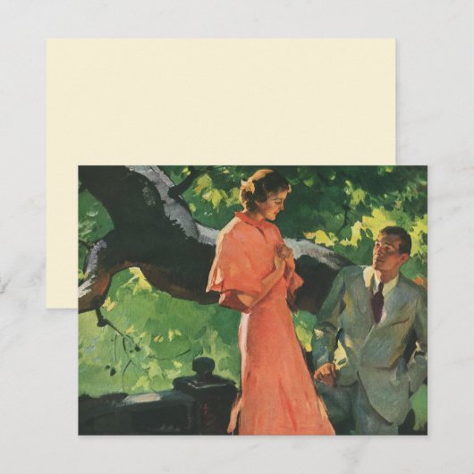 Trouw- en verlovingsuitnodiging in romantische vin kaart (Voorkant / Achterkant)