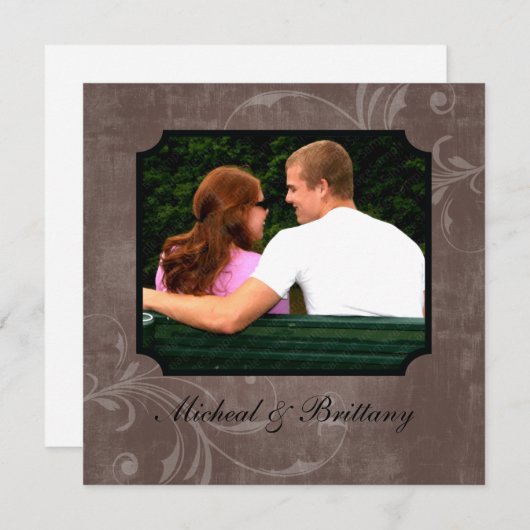 Trouw Engagement Aankondiging met Cokerkleurige Ac (Voorkant / Achterkant)